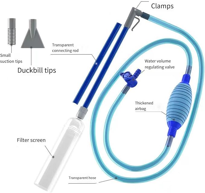 Aquariums Maintenance Siphons Kits with Adjustable Waterflow Valves for Easy Water Changing and Gravels Washing Aquariums Siphons Vacuum