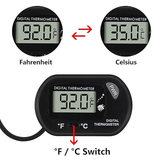 2Pcs Aquarium Thermometer Fish Tank Thermometer Reptile Fahrenheit Terrarium Water Temperature Indicator Test Digital with LCD Display Fahrenheit/Celsius