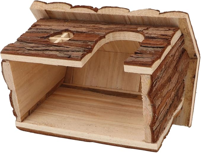 Wontee Hamster Wood House Hamster Hideout Hut for Dwarf Hamsters Mice Small Gerbils (Medium)