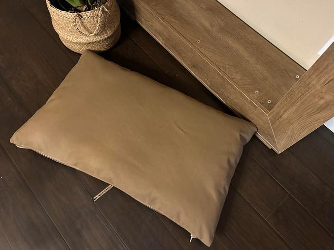 Natural Cotton Canvas Dog Bed – Raw Cotton Filled Pet Cushion Insert, Breathable Eco-Friendly Dog Mattress, Durable Washable Cover with Zipper (Medium Brown, Medium 42"x29"x4")