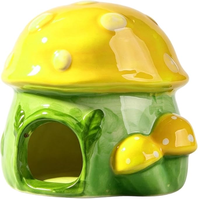 Hamster Hut - 12cm Small Animal Ceramic Hideout Cooling Porcelain Durable Critter Cabin | Burrow Sanctuary for Mice Gerbils Pet Ferret Chinc