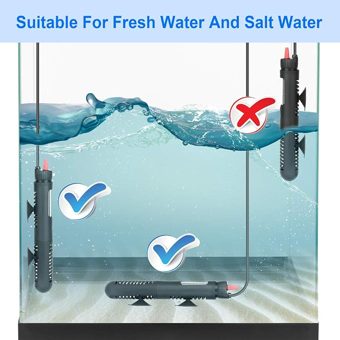 DaToo Aquarium Heater Fish Tank Heater Submersible 25 Watt, 1 Yr Warranty
