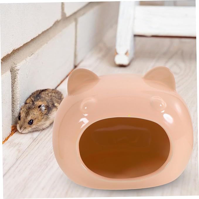 Ceramic Hamster Hideout Small Animal Shelter House for Hedgehogs Guinea Pigs Gerbils Comfortable Cute Hideout Hut for Small Pets