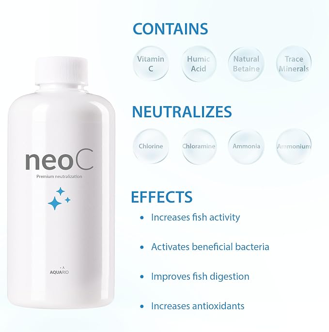 Aquario Neo C – Ammonia Neutralizer for Fish Tank and Chlorine Remover, Liquid Conditioner for Freshwater Fish Tank, Enhances Fish Health - Water Conditioner for Aquarium Tank - 1000ml