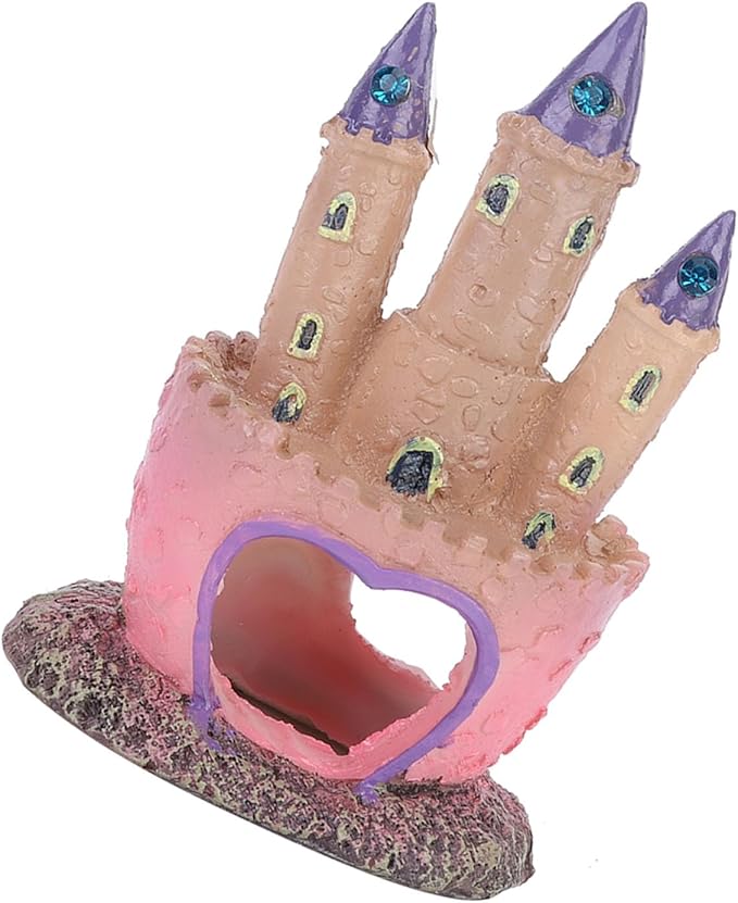 Fish Tank Decorations Small, Mermaid Fish Tank Decorations, Fish Castle for Aquarium, Pink Aquarium Resin Castle Decoration for Aquarium Fish Reptiles Tank