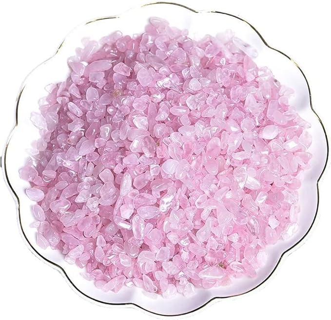 Erliway Natural Rose Quartz Tumbled Chips Crushed Crystal Stone, 7-9mm | Polished Healing Crystal Chips Healing Reiki Crystal Jewelry Making Home Decoration, Aquarium, Vase Fillers, Plants Décor