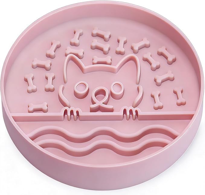 Slow Feeder Dog Bowl with Non-Slip Base, Silicone Puzzle Dog Food Bowl with Unique Design, Slow Feeding Bowl for All Types of Dogs Cats, Interactive Slow Eating, Anti-Choking