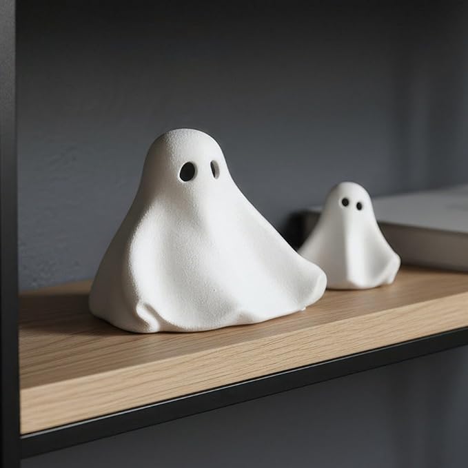OwMell Ghost Statue Figurine, Halloween Fish Tank Decor Aquarium Decoratio | Ceramic, Non-Toxic, Ghost Small Fish Tank Ornament, Micro Landscape Decor