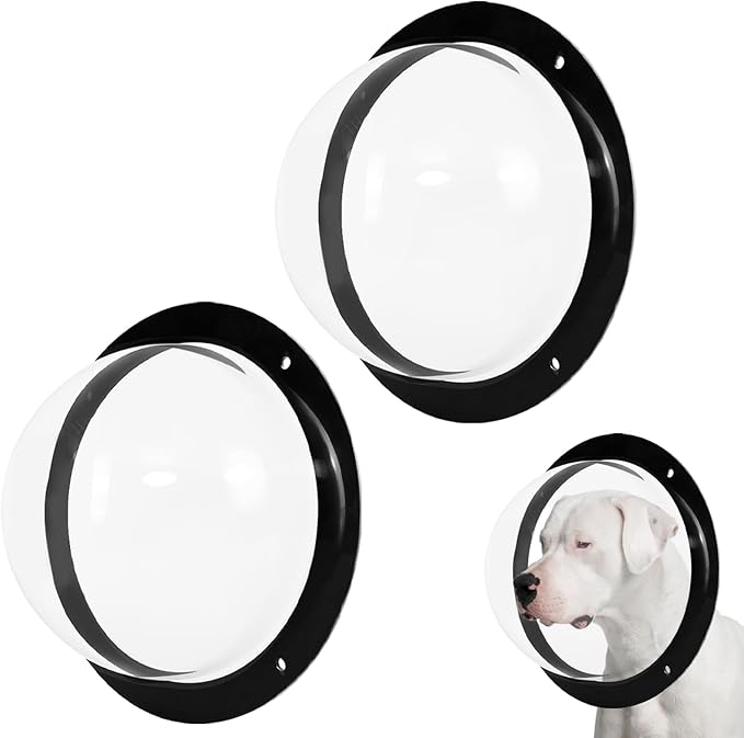 2 Pack Dog Fence Window, Clear Pet Bubble View Dome Door Peek Small Round Window for Doggie/Cat/Horse Outside Playground Garden Diameter 12.44 Inch Deep 4.92 Inch