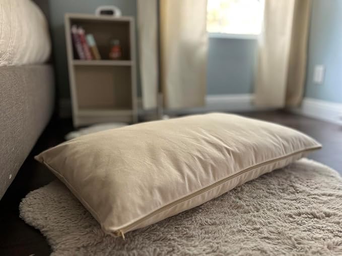 Natural Cotton Canvas Dog Bed – Raw Cotton Filled Pet Cushion Insert, Breathable Eco-Friendly Dog Mattress, Durable Washable Cover with Zipper (Natural, Small 36"x22"x3")