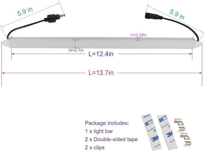 12" Blue 440nm Waterproof IP67 LED Aquarium Fish Tank Light 12V DC | SMD 5050 18 LEDs Aluminum Rigid LED Lights Fixture for Plant Grow, Saltwater Freshwater Fish, Reef Tank Lighting (No Adapter)