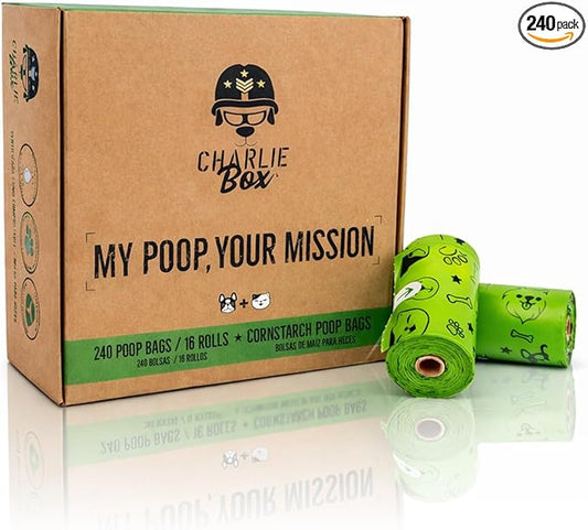 Certified Compostable Dog Poop Bags – ASTM D6400 Plant-Based Cornstarch Biodegradable Pet Waste Bags, Extra Thick Leak-Proof, Fits Standard Dispensers (240)