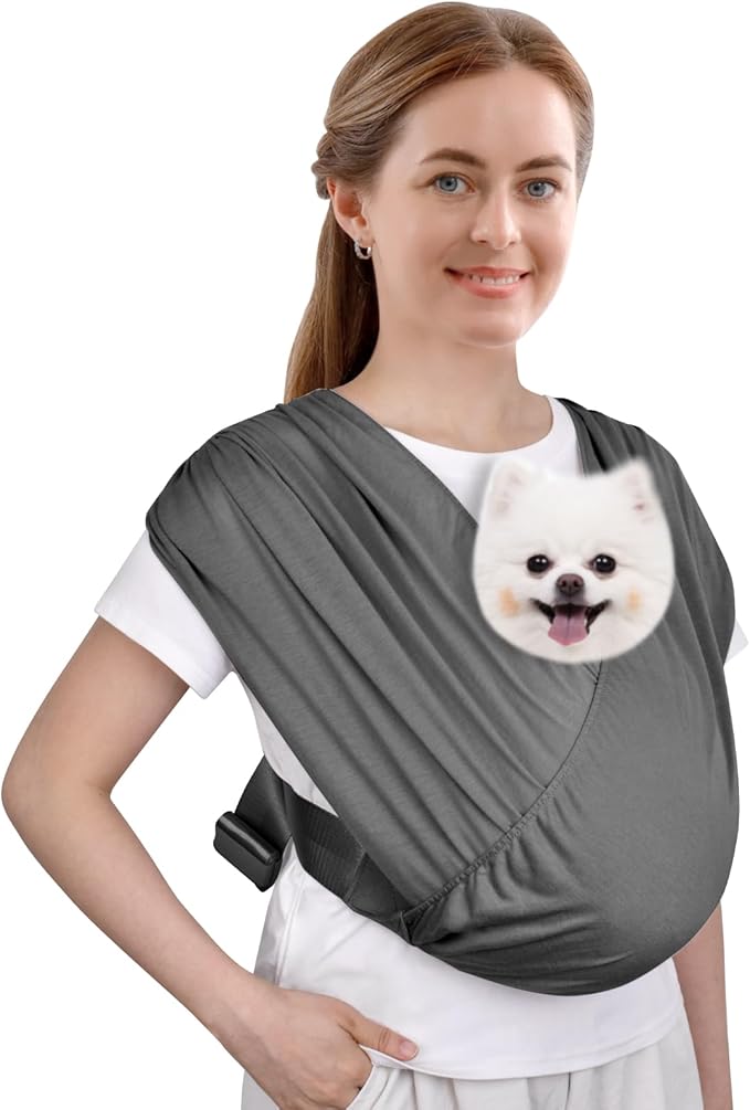 CUBY Swaddle Dog Sling Carrier for Small Dogs, Front Pet Sling Carrier Chest,Hands Free Adjustable Cat Sling Carrier Soft Cotton Reducing Pain Puppy Sling Carrier for Small Pet Up to 10lb (Dark Gray)