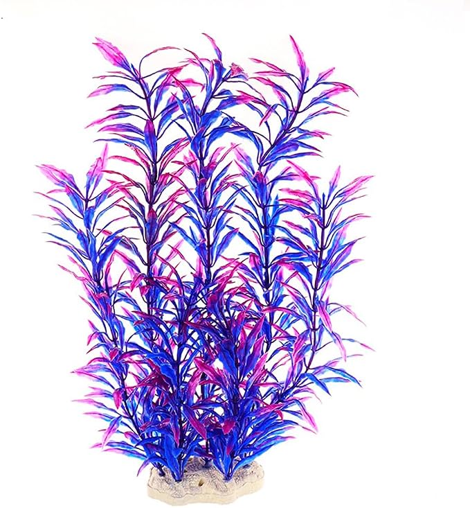 2 pcs Aquarium Decor Plastic Plants Extra Large 21 Inches Artificial Fish Tank Plants Tall Fish Tank Decorations Artificial Green Water Plants (Purple)