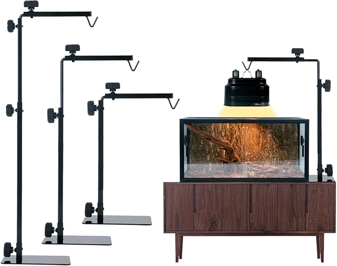 Adjustable 13-29 inch Metal Reptile Lamp Stand – Versatile Floor Light Holder for Terrarium Heat Lamps & Dome Shades, Perfect for Glass Reptile Enclosures & Heating Bulbs.