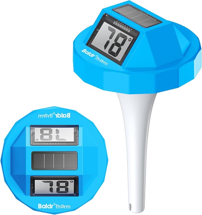 Pool Thermometer Digital Floating, Swimming Pool Water Temperature Sensor, 2026 New Upgrade | Solar Powered | Easy Read | High Precision | Anti-Fog, for Hot Tub, Spa&Ice Bath (Light Blue)