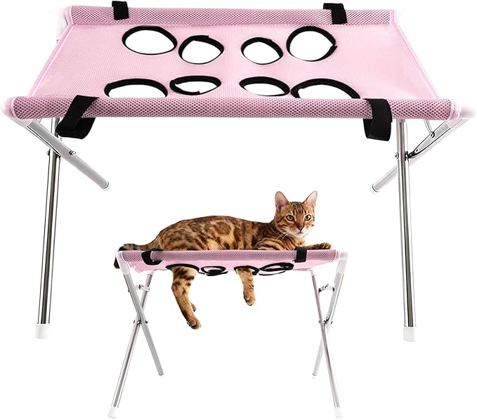 Pet Grooming Hammock – 8 Hole Hanging Cat Bath, Detachable Care Strap, Anti Scratch Bite Design | Secure Trimming Support, Easy Use for Nail Claw Ear Cleaning Grooming