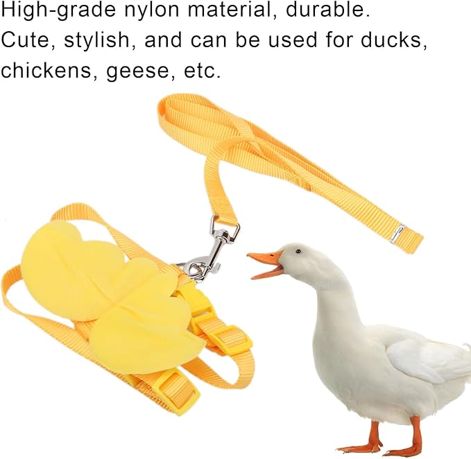 Duck Harness and Adjustable Chicken Walking Harness, Breathable Pet Vest for Duck Chicken Hen Training Walking Basic Leashes[Yellow M]