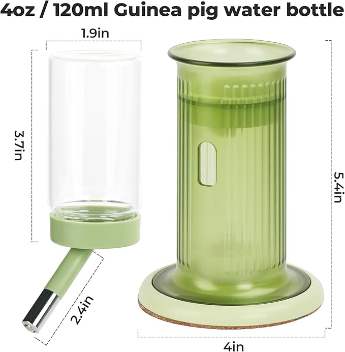 Mini&moe Hamster Water Bottle No Drip – 4 oz Guinea Pig Water Bottle for Glass Tank with Stand Leak Proof Small Animal Water Dispenser for Gerbil Chinchilla Ferret Squirrel Hedgehog