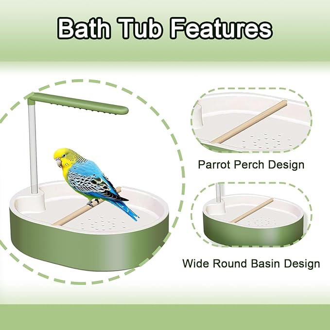 Parrot Shower, Automatic Parakeet Bird Bath with Pump, Large Bird Shower Fountain, Bird Bath for Parakeets for Pet Birds, Conure, Cockatoo, Budgie, Lovebird, Finches