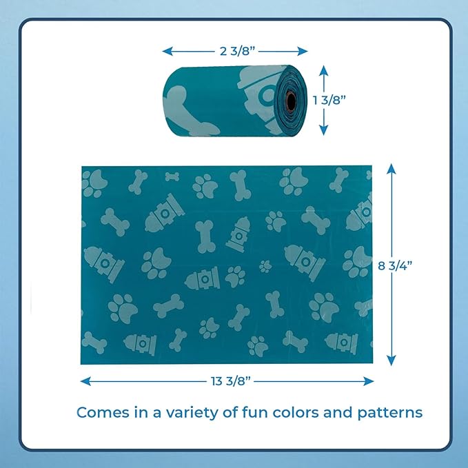 Best Pet Supplies Dog Poop Bags for Waste Refuse Cleanup, Doggy Roll Replacements for Outdoor Puppy Walking and Travel, Leak Proof and Tear Resistant, Thick Plastic - Turquoise, 150 Bags