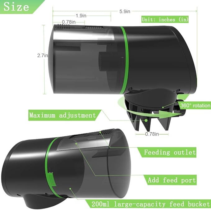 Automatic Fish Feeders - Digital Auto Aquarium Feeder with USB Rechargeable Timer and Fish Food Dispenser