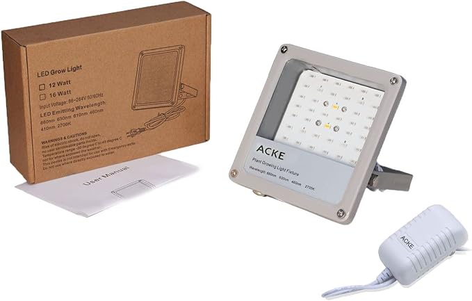 ACKE LED Grow Lights Full Spectrum,Plant Lights，Growing Lamps 12W for Indoor Plants,Hydropoincs