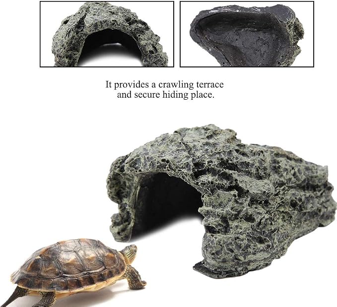 Maxmartt Small Turtle Hiding Cave Stone Shelter for Reptile Turtle Frog Zoo Aquarium Decoration