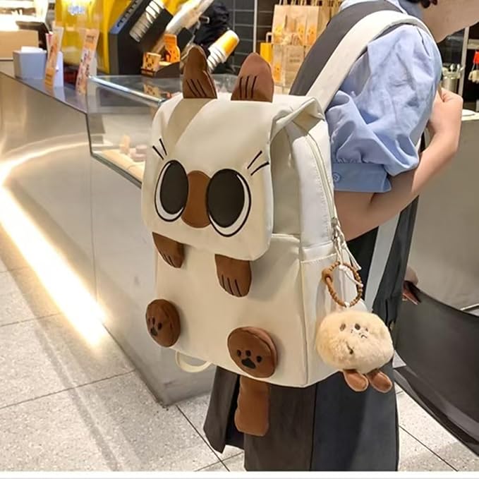 Cute Cat Backpack - Lightweight Laptop Bag, Large Capacity Student & Travel Backpack for Adults/Kids Give away cat pendants