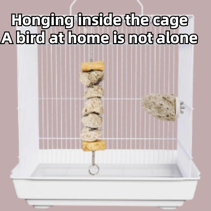 Mineral Block Chew Toys for Sharp Beaks, Bird Beak Grinding Stone, Cage Accessories Calcium Supplement for African Grey, Budgies, Cockatiels, Small to Medium Birds