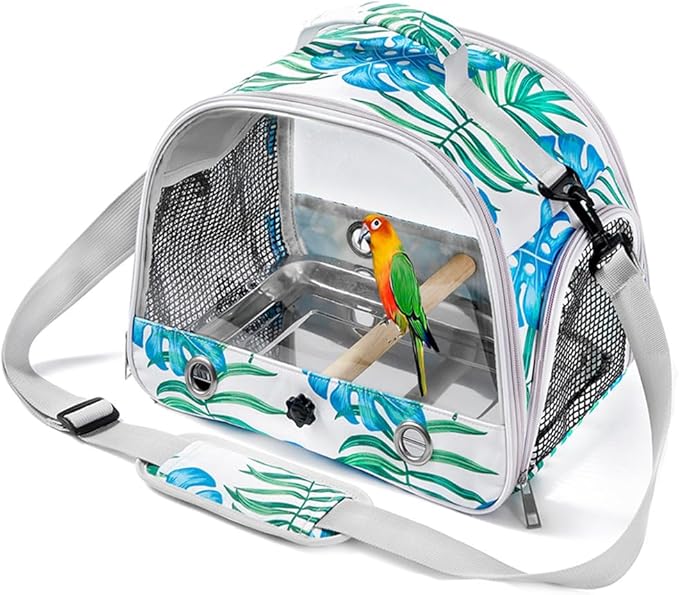 Portable Parrot Bag Bird Backpack with Perch for Birds Cage Side Window Foldable Samll Pet Travel Cage Bird Supplie J5j6 (Printing)