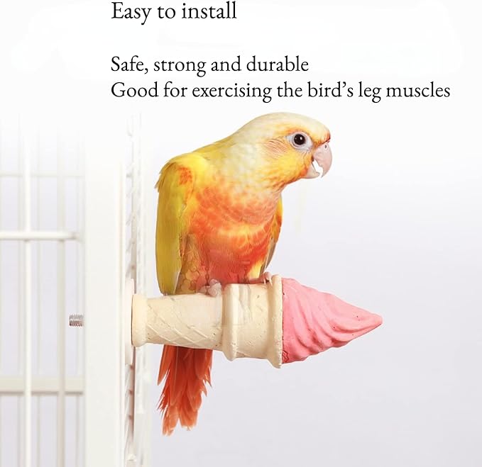 Bird Toy - Parrot Chewing Toys, Squirrel Hamster Teeth Grinding Stone Stand Platform (Large)