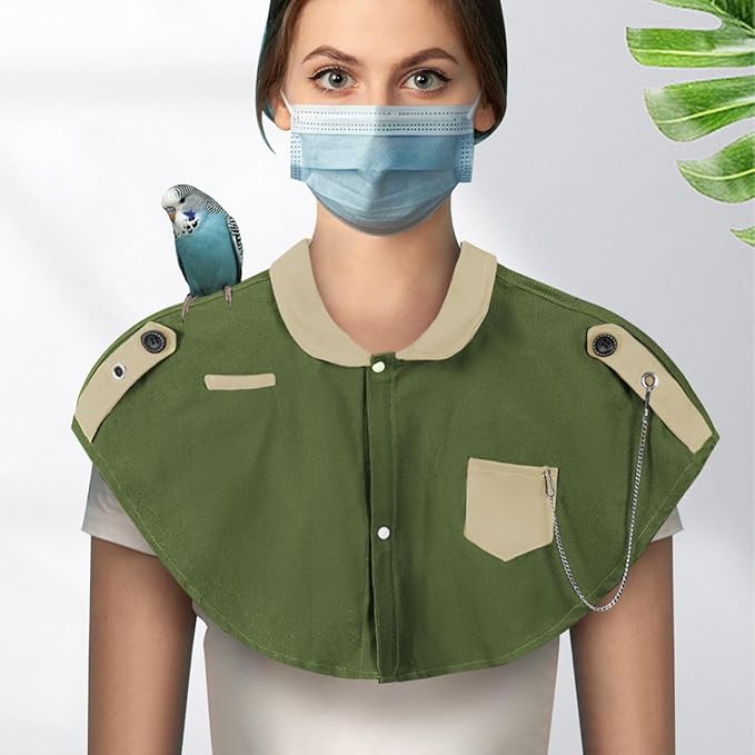 Parrot Anti-Scratch Shoulder Stand Pet Bird Training Shoulder Protector Cape Parrots Poop Shawl Diaper Flight Suits for Macaws Cockatoos Parakeets Cockatiels (Green)