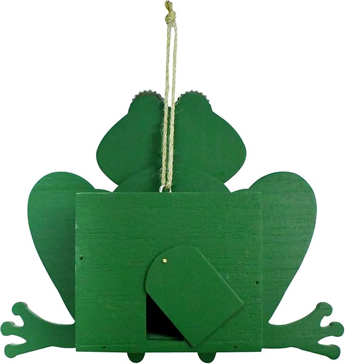 Linfevisi Wooden Bird House Frog Bluebird Nest Box Birds Boxes Home Wood Birdhouses Hanging Outdoor Decorative for Wren Finch Chickadee Sparrows Cardinals Garden Tree