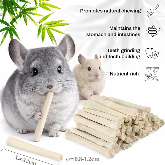 Sukh 420g Sweet Bamboo Chew Sticks - Natural Rabbit Bamboo Sticks Small Animal Chew Toy Bunny Molar Treats Atural Teeth Grinding Toys for Squirrel Guinea Pigs Chinchilla