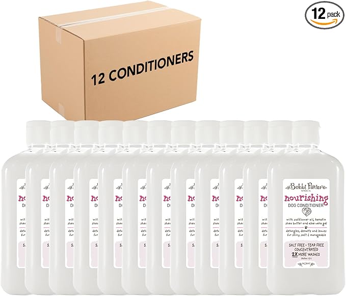 Bobbi Panter Nourishing Dog Conditioner Safflower Oil, Keratin, Shea Butter & Aloe Vera – Detangling Natural Formula for Soft, Smooth & Manageable Coat, 10:1 Concentrate, 14 oz (Case of 12)