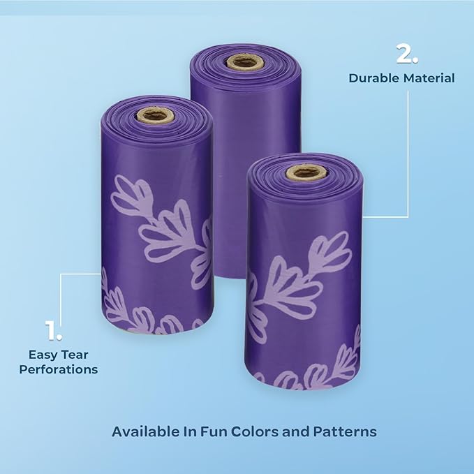 Best Pet Supplies Dog Poop Bags for Waste Refuse Cleanup, Doggy Roll Replacements for Outdoor Puppy Walking and Travel, Leak Proof and Tear Resistant, Thick Plastic - Purple (Scented), 150 Bags
