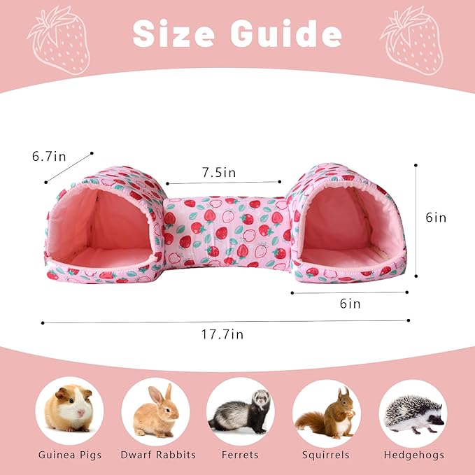 Guinea Pig Hideout Tunnel，Hamster Bed Small Animal Hideaway Tube House for Rat Mice Parrot Chinchilla Hedgehog Flying Squirrel Resting Sleeping Playing Washable Warm Bed Plush Nest Habitats