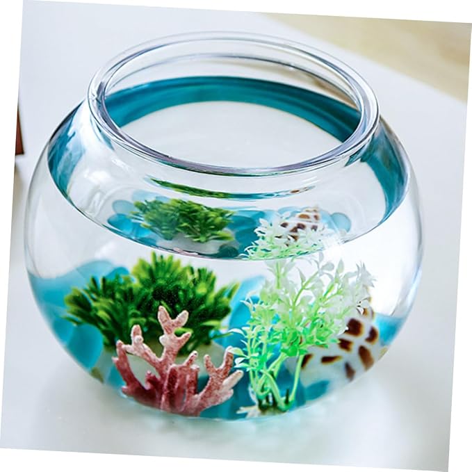 DOITOOL Round Fish Bowl for Betta Fish 3 Gallon Inexpensive Plastic Tank Portable Desktop Aquarium for Home Office