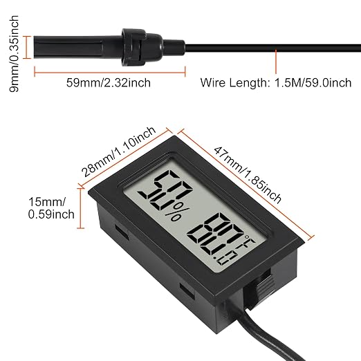 6Pcs Mini Digital Thermometer Hygrometer Gauge with Probe Sensor LCD Display Meter Indoor Temperature Humidity Fahrenheit Meter for Incubator Reptile Plant Tank Garden ℉