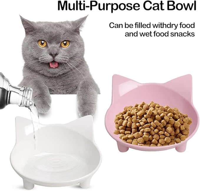 Skrtuan Non-Slip Cat & Dog Food Bowl – Wide, Shallow Pet Dish for Whisker Fatigue Relief, Safe for Puppies & Rabbits
