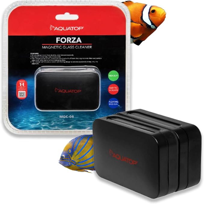 Aquatop Forza Floating Glass Cleaning Magnet 3.35 x 2.09 x 1.57 in – Ideal for 5/16-3/8 in Glass Thickness, Easy Aquarium Maintenance, MGC-08