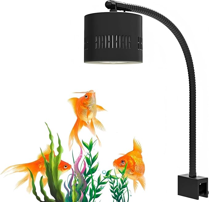 Lominie 80W LED Aquarium Light with Dimmer Remote, Full Spectrum Planted Tank Light for Freshwater Aquarium, Clip-On Fish Tank Lamp with 360° Gooseneck for 10-20 Gallon Refugium Cube