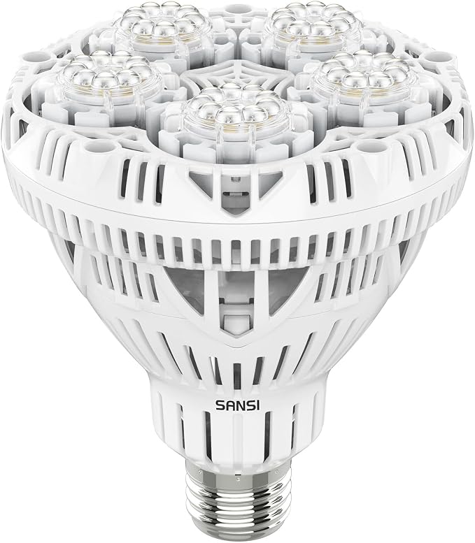 SANSI Grow Light Bulbs for Indoor Plants, 24W Full Spectrum 4000K Daylight | 300 Watt Equivalent BR30 Plant Growing Light Bulb, 4000K Full Spectrum, Optical Lens for High PPFD, ETL Listed