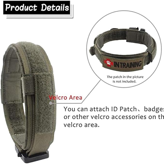 Xqpetlihai Tactical Dog Collar Adjustable Military Nylon Dog Collar with Control Handle and Heavy Duty Metal Buckle for Medium and Large Dogs (Green,XL)