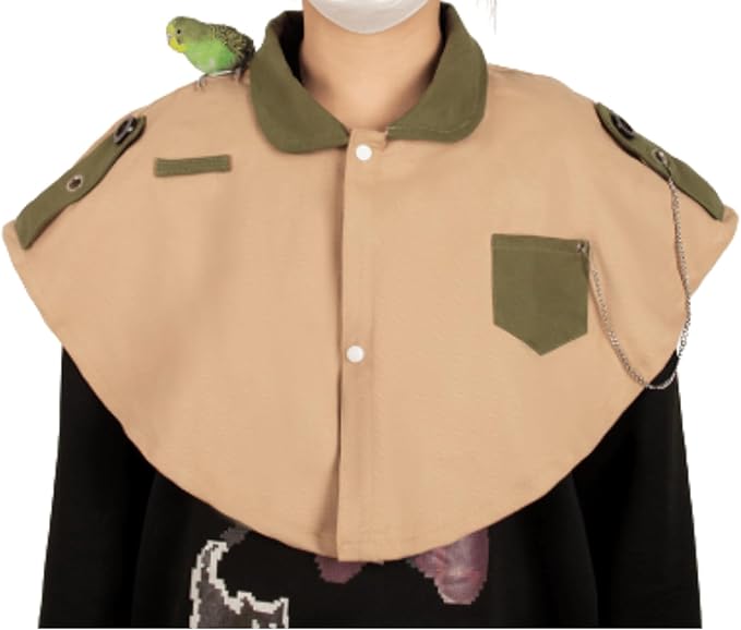 Parrot Anti-Scratch Shoulder Protector, Multi-Functional Bird Diaper Flight Suits Pee Pads Diaper Poop Shawl for Cockatiel Parakeet Macaw Lovebirds Finches (Beige)