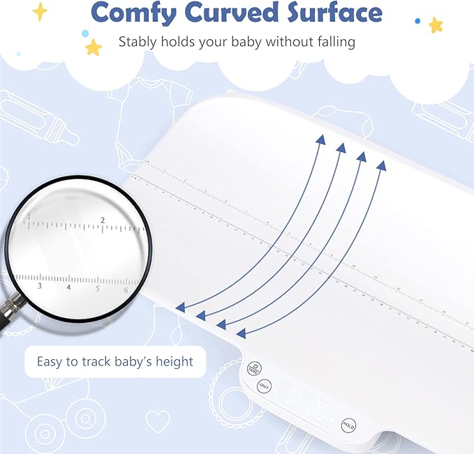 HONEY JOY Baby Scale, Pet Scale, 66lb Digital Infant Scale with Hold Function, Weight and Height Track, Multi-Function Toddler Scale, Accurate Baby Weighing Scale for Newborn&Cat&Dog, kg/lb/oz