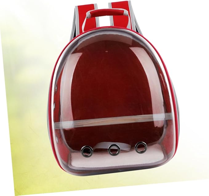 Portable Parrot Backpack Breathable Design and Wooden Bar for Outdoor Travel Pc Bird Carrier Red