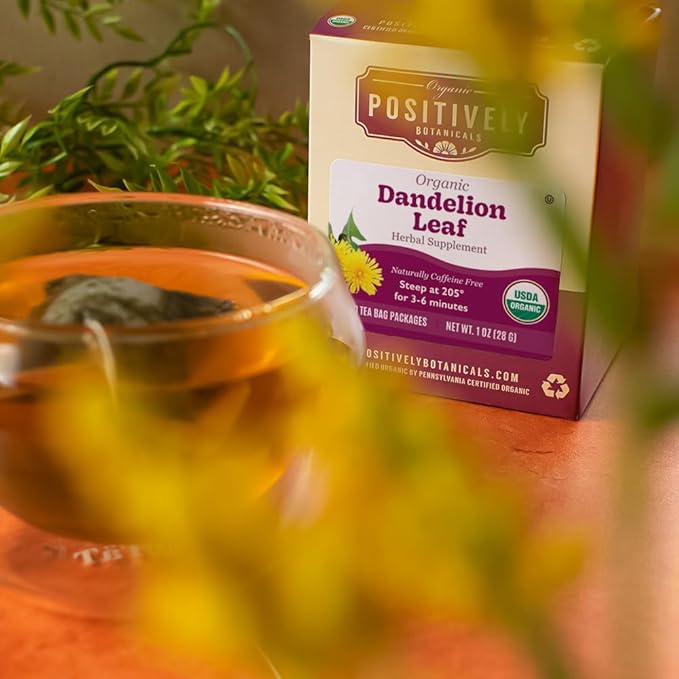 Organic Positively Botanicals Company, Dandelion Leaf Herbal Tea Bags, 20 Count