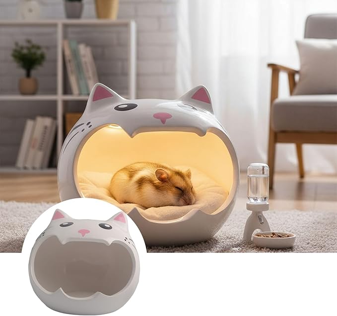 Ceramic Pet Nest for Small Animals - Hamster Ceramic House with Smooth Interior, Enclosed Hideout for Comfortable Shelter and Ventilation